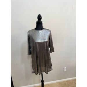Boohoo Metallic Shirt Dress SZ 8